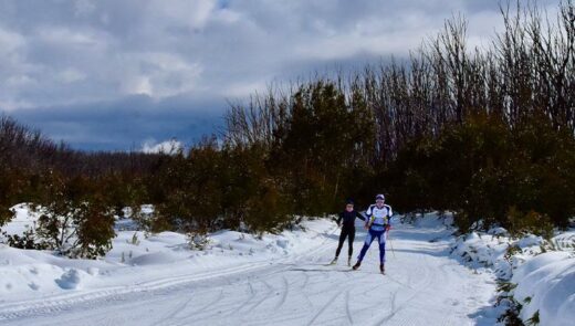 two cross country skiers on the mountain
