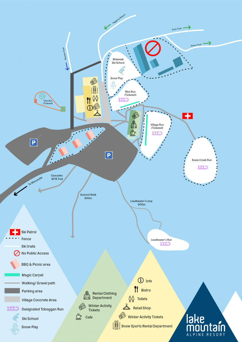 Lake Mountain Alpine Resort Winter Map